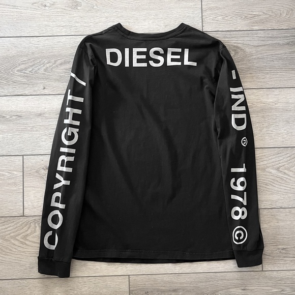 Super Rare Vintage Y2K Diesel Black Spellout Logo Long Sleeve Shirt - Picture 3 of 7